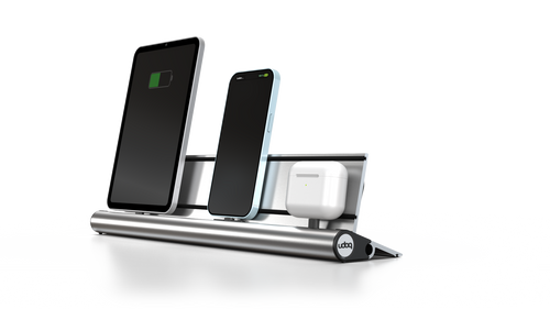 udoq 400 STARTER aluminum charging station with 2 devices and USB-C charging options, made in Germany