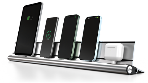 udoq 700 STARTER aluminum charging station with up to 5 iPads, stable design and 68W USB charging, made in Germany