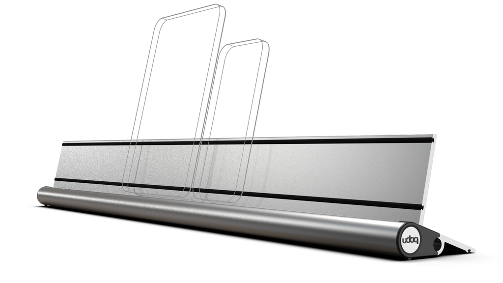 udoq 700 rail silver front view showing modular connector slots
