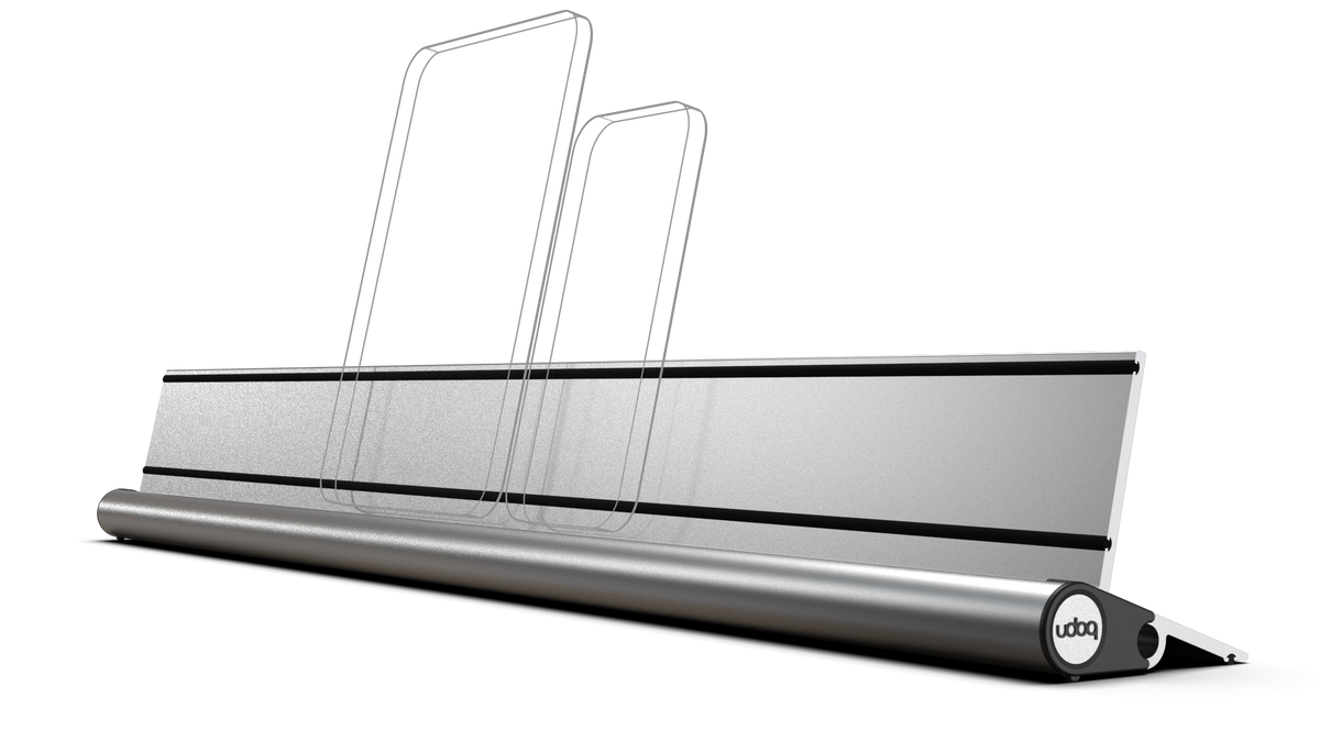 udoq 700 rail silver front view showing modular connector slots
